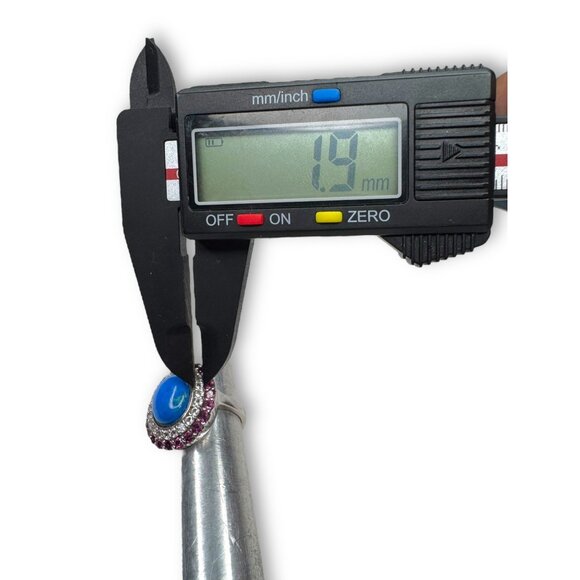 Sterling Silver Pink Tourmaline White Spinel Lapis Ring Size 6.25 - Picture 10 of 14